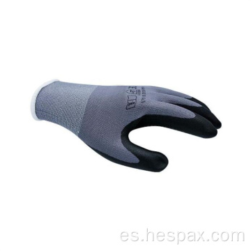 Guantes industriales de nitrilo de nyrilo de nylon gris hespax 15g